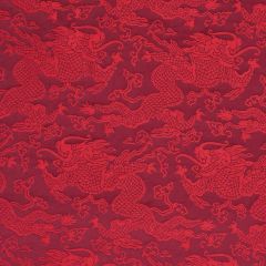F Schumacher Ruan Dragon Damask Garnet 78101 Fire Breather Collection Indoor Upholstery Fabric