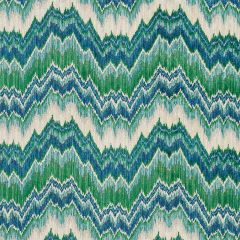 F Schumacher Bezique Flamestitch Velvet Blue and Green 78791 Cut and Patterned Velvets Collection Indoor Upholstery Fabric