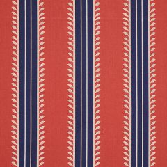 F Schumacher Etruscan Stripe Red & Blue 80721 Cabana Collection Indoor Upholstery Fabric