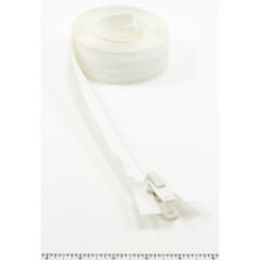 YKK Vislon #10 Separating Zipper AutoLok Double Pull Plastic Slider 72 inch White