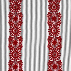 F Schumacher Joelle Stripe Red On Black 81542 Uncommon Threads Collection Indoor Upholstery Fabric
