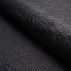 F Schumacher Quilted Scroll Matelasse Pitch Black 81591 by Williamsburg Indoor Upholstery Fabric