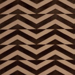 F Schumacher Broken Chevron Cut Velvet Brown On Camel 81811 by Miles Redd Indoor Upholstery Fabric