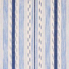 F Schumacher Mirza Ikat Stripe Blue On Natural 82110 Bohemia Collection Indoor Upholstery Fabric