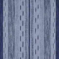 F Schumacher Mirza Ikat Stripe Indigo On Chambray 82112 Bohemia Collection Indoor Upholstery Fabric