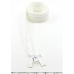 YKK Vislon #10 Separating Zipper AutoLok Short Single Pull Metal Slider 48 inch White