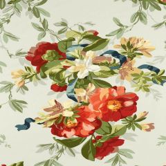 F Schumacher Ellesmere Ribbon Floral Aqua 173811 Indoor Upholstery Fabric