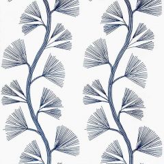 F Schumacher Ginkgo Embroidery Marine 73081 Orient Express Collection Indoor Upholstery Fabric