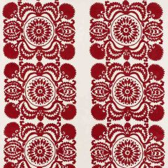F Schumacher Castanet Embroidery Red 70261 Contemporary Embroideries Collection Indoor Upholstery Fabric
