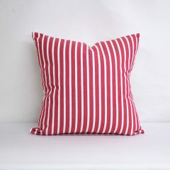 Indoor Patio Lane Red and White Stripe - 22x22 Vertical Stripes Throw Pillow