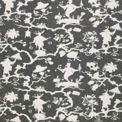 F Schumacher Shantung Silhouette Print Smoke 174581 Exuberant Prints Collection Indoor Upholstery Fabric