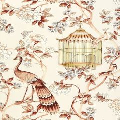 F-Schumacher Oiseaux Et Fleurs-Cinnabar 5004082 Luxury Decor Wallpaper