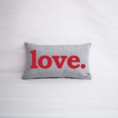 Sunbrella Monogrammed Holiday Pillow - 20x12 - Valentines - Love - Red on Grey