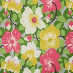 F Schumacher Magnolias Poppy and Yellow 177561 Fashion Forward Collection Indoor Upholstery Fabric