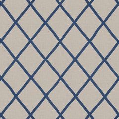 Thibaut Tarascon Trellis Applique Navy on Natural AW78713 Palampore Collection Indoor Upholstery Fabric