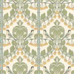 GP and J Baker Birds and Cherries Aqua 45100-3 Original Brantwood Wallpaper Collection Wall Covering