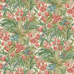 GP and J Baker Trumpet Flowers Red / Green 45103-1 Original Brantwood Wallpaper Collection Wall Covering