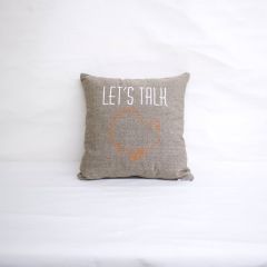 Sunbrella Monogrammed Holiday Pillow - 15x15 - Thanksgiving - Let's Talk Turkey - White / Orange on Grey