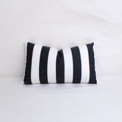 Indoor/Outdoor Sunbrella Yacht Stripe Black - 20x12 Vertical Stripes Throw Pillow