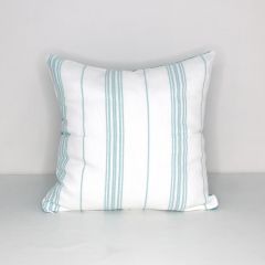 Indoor Patio Lane Caribbean Blue Stripe - 18x18 Vertical Stripes Throw Pillow