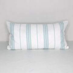 Indoor Patio Lane Caribbean Blue Stripe - 24x12 Vertical Stripes Throw Pillow