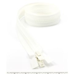 YKK Vislon #10 Separating Zipper AutoLok Double Pull Plastic Slider 66 inch White