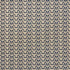 F Schumacher Turkish Step Blue / Natural 71243 by David Kaihoi Indoor Upholstery Fabric