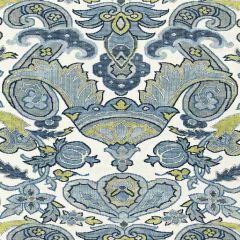 F Schumacher Mataura Linen Print Aegean 175080 Indoor Upholstery Fabric