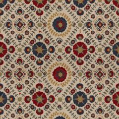 Lee Jofa Ayla Trellis Indigo / Red 2012106-519 the Malika Collection Indoor Upholstery Fabric