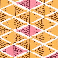 F Schumacher Fish School Orange and Pink 178210 by Vera Neumann Indoor Upholstery Fabric