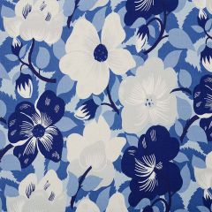 F Schumacher Magnolias Blues 177562 Fashion Forward Collection Indoor Upholstery Fabric