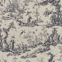 F Schumacher Shengyou Toile Charcoal 175803 Schumacher Classics Collection Indoor Upholstery Fabric