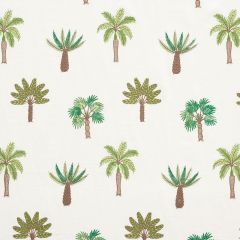 F Schumacher Palmetto Beach Embroidery Green 75300 Nautilus Collection Indoor Upholstery Fabric