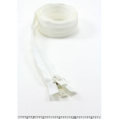 YKK Vislon #10 Separating Zipper AutoLok Double Pull Plastic Slider 48 inch White