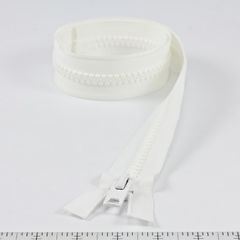YKK Vislon #10 Separating Zipper AutoLok Short Single Pull Metal Slider 36 inch White