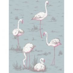 Cole And Son Flamingos White / Fuchsia on Seafoam F111/3010L Contemporary Fabrics Collection Multipurpose Fabric