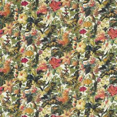 Clarke and Clarke Lilum Olive Raspberry 1655-03 Marianne Collection Indoor Upholstery Fabric