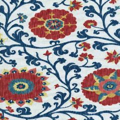 F Schumacher Fergana Embroidery Print Prussian 1327001 Indoor Upholstery Fabric