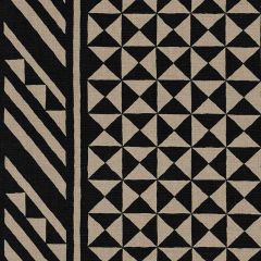 F Schumacher Nuba Black on Natural 176300 Tribal Chic Collection Indoor Upholstery Fabric