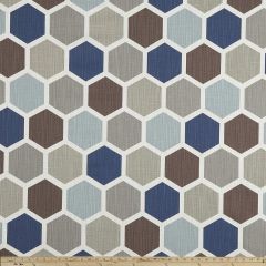 Premier Prints Hexagon Regal Blue / Slub Canvas Chinoiserie Collection Multipurpose Fabric