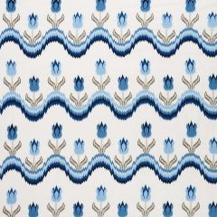 F Schumacher Tulip Flamestitch Embroidery Blue 70272 Contemporary Embroideries Collection Indoor Upholstery Fabric