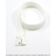 YKK Vislon #10 Separating Zipper AutoLok Double Pull Plastic Slider 42 inch White