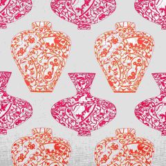 Thibaut Imari Vase Orange and Pink F913123 Summer House Collection Multipurpose Fabric