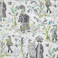Thibaut Royale Toile Turquoise and Navy F972574 Chestnut Hill Collection Multipurpose Fabric