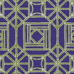 Thibaut Shoji Panel Navy and Green F975521 Dynasty Collection Multipurpose Fabric