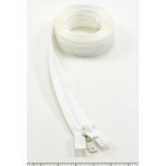 YKK Vislon #10 Separating Zipper AutoLok Double Pull Plastic Slider 84 inch White