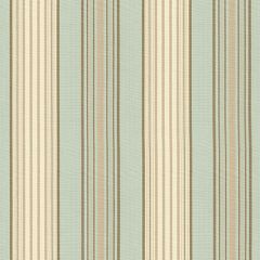 F Schumacher Saratoga Cotton Stripe Aqua / Flax / Mocha 62962 Indoor Upholstery Fabric