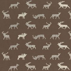 F Schumacher Caribou Embroidery Java 67161 Luxe Lodge Collection Indoor Upholstery Fabric