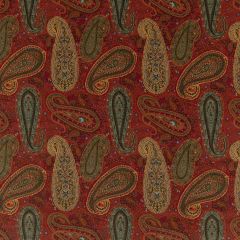 Mulberry Home Peregrine Paisley Velvet Teal / Red FD2002-R52  Long Weekend Collection Indoor Upholstery Fabric