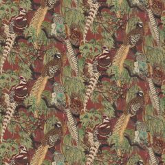 Mulberry Game Birds Linen Red / Plum Fd269-V54 Icons Fabrics Collection Multipurpose Fabric